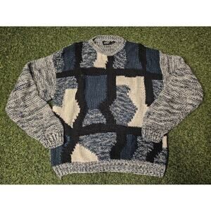 Vintage Sweater 1990s Street Scenes Crewneck Knit Cosby Biggie Style Large